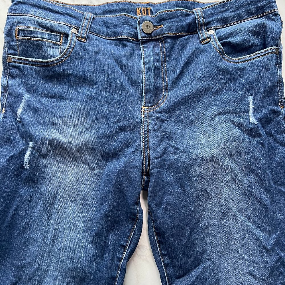 Kut From The Kloth Women's Jeans Sz 10 Toothpick Skinny Lightly Distressed